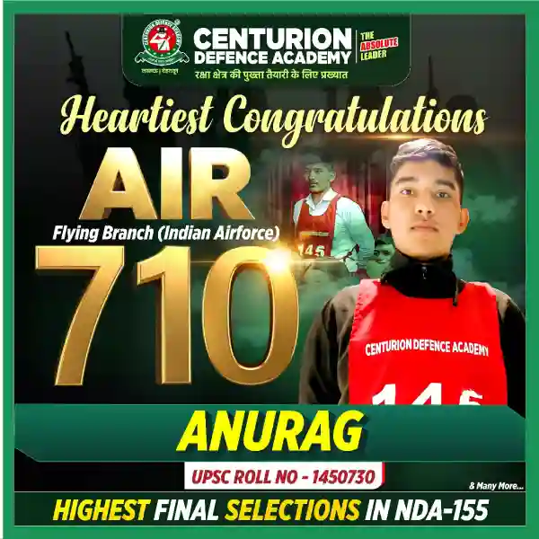 Centurion Defence Academy NDA 155 AIR 710 Anurag